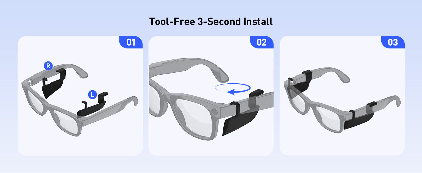 Anti-Glare Side Light Shields For Meta Glasses (3D Printed)