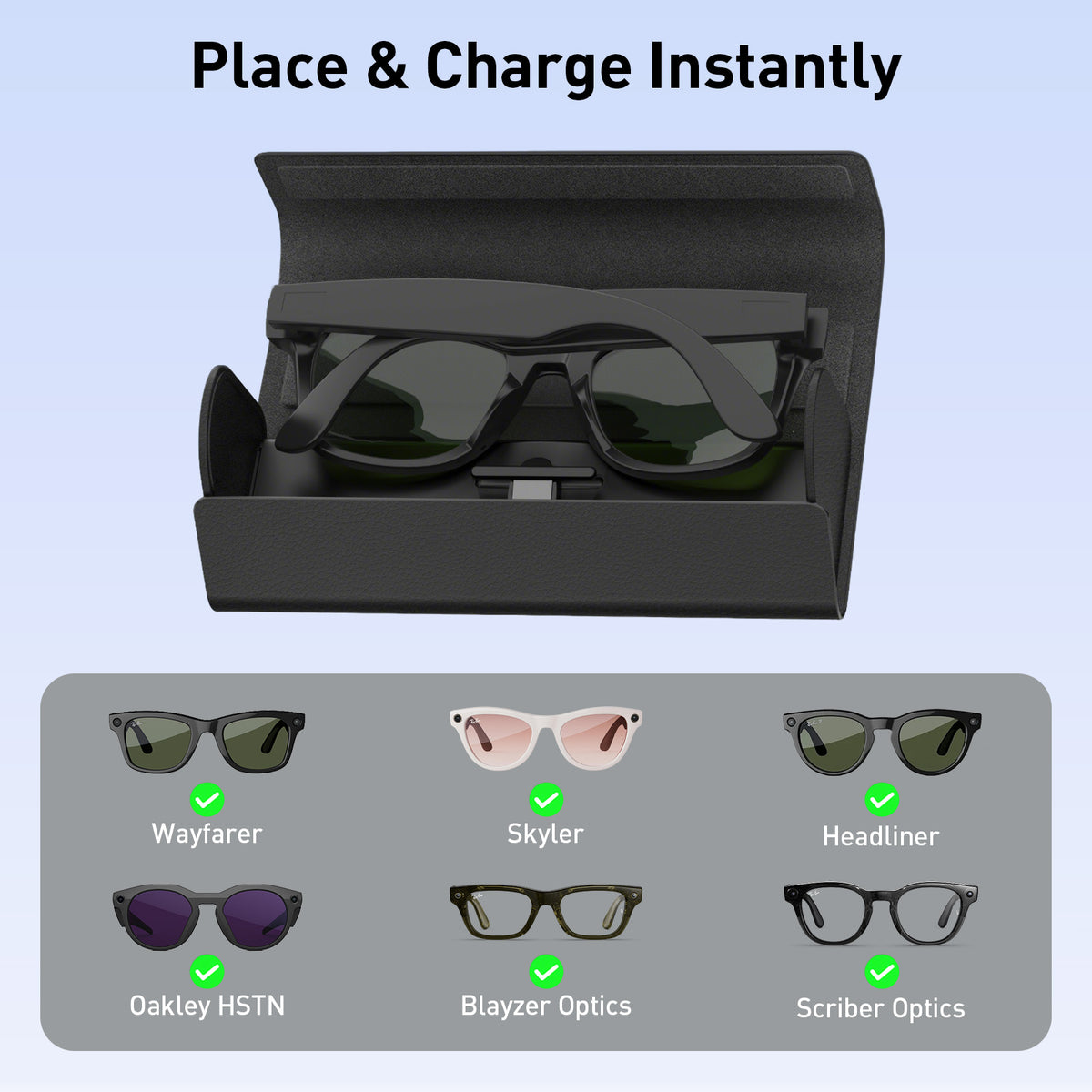 Estuche de carga ultrafino para Ray-Ban Meta