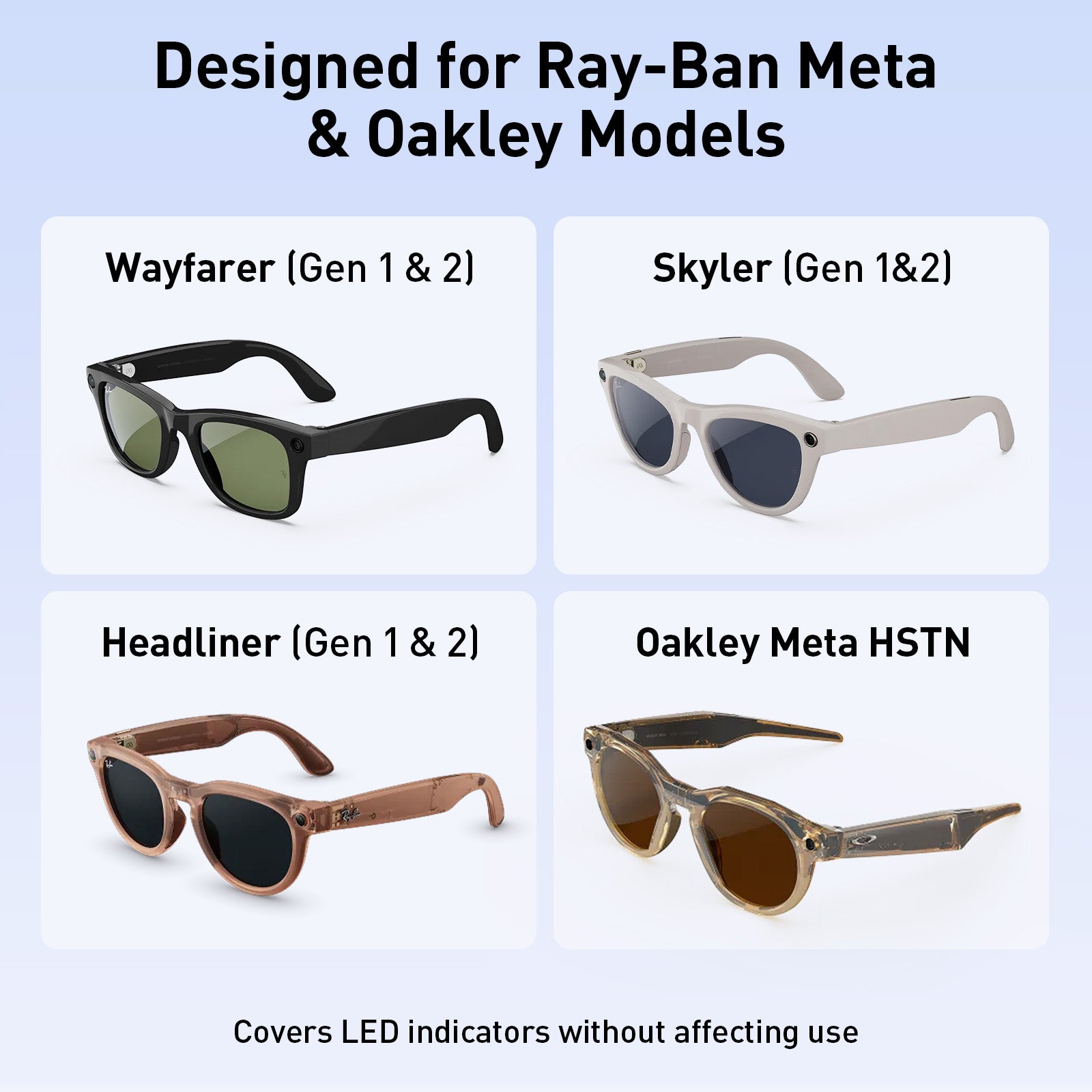 Pegatinas LED opacas para gafas de IA (paquete de 12)