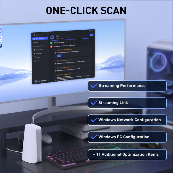 Router especializado Puppis S1 Lite AX1500 para streaming de PC-VR